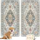 nunubaby Washable Pee Pads for Dogs, Stylish, Non-Slip and Leak-Proof Pee Pads. Reusable Potty Pads for Dogs for Crates and Floors.(Beige/Multi, 24" x48" )