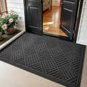 PLEASOR Front Door Mat Outside Entrance, Dirt Resistant and Absorbent Welcome Door Mat Outdoor Indoor, Sturdy Non-Slip Backing Entry Mat, Fade Resistant, Low Profile Doormat for Entryway, 36x24, Grey