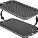 Viking Griddle, 20 Inch Reversible Cast Iron Grill Pan, Pre-Seasoned, Oven Safe, Induction Ready, Black