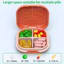 2 x Daily Pill Organizer 4 Compartments, Small Pill Box Portable Travel Pill Case, Mini Pill Container for Purse Pocket, Compact Travel Medicine Organizer for Vitamin, Cod Liver Oil, Supplement (Purple)