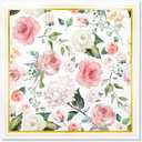 WRAPAHOLIC 50Pcs Gold Foil Floral Napkins - 3 Ply Disposable Paper Luncheon Napkin for Wedding Birthday Bridal Tableware Party Supplies - 6.5 x 6.5 In