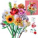 Flower Bouquet Building Blocks Set - 24-Day Countdown Calendar for Spring, Valentine's Day, Mother's Day & Christmas - DIY Colorful Roses & Tulips Building Home Decor for Women, Teens, Mom