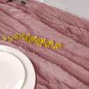 Hahuho Dusty Pink Cheesecloth Table Runner 10ft, Gauze Boho Rustic Table Runners for Wedding Birthday Party Baby Shower Decorations6 Pack , 35x120 Inches