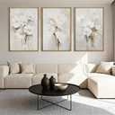 Anyzal Extra Large Beige Floral Framed Wall Art 24x36 Inch Neutral White Flower Canvas Wall Art Farmhouse Wildflower botanical Artwork for Living Room Bedroom Dining Room Set of 3