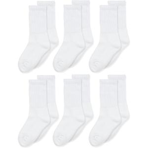 Jefferies Socks Seamless Toe Athletic Crew Socks 6-pack (X-Small, White)