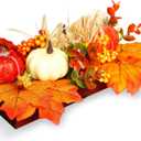 Wowagoga Fall Table Centerpiece Fall Floral Artificial Autumn Pumpkin Maple Leaf Berry Decoration Thanksgiving Centerpieces for Dining Table