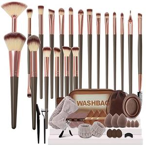 GZIXBDA Makeup Brush Set, 48Pcs Makeup Tool Set Premium Synthetic Foundation Concealers Powder Eye Shadows Makeup Brushes Kit for for Beginner Professional, Brown