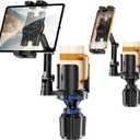 Tablet Holder for Car, 3 in 1 Cup Holder ipad Car Mount with Expander, Adjustable Base and Long Arm with 360Rotation Phone ipad Holder Compatible for 4-12.9 Tablet, All Smartphones and Most Bottles