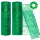 2 Rolls Christmas Mesh Ribbon 10 inch 30ft, Metallic Foil Deco Mesh, Ribbon for Wreath Christmas Tree Thanksgiving Fall Halloween Decorative Mesh Fabric Red and Green