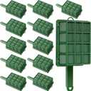 Patelai 4 Pieces Floral Foam Cage Floral Foam for Fresh Flower Arrangement with Handle Rectangle Foam Blocks for Wedding Party Artificial Fresh Flowers, 12.4 x 3.35 x 5.12 Inch, Green