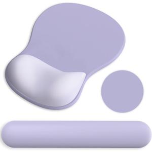 Ergonomic Mouse Pad with Wrist Rest and Keyboard Wrist Rest, Gel Mousepad and Wrist Rest for Computer Keyboard, Pain Relief, Non-Slip PU Base, Mouse Pad with Wrist Support for Gaming, Office, Purple