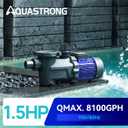 Aquastrong 1.5HP In/Above Ground Pool Pump, Single Speed, 115V, 8100GPH, High Flow, Powerful Self Primming Swimming Pool Pumps with Filter