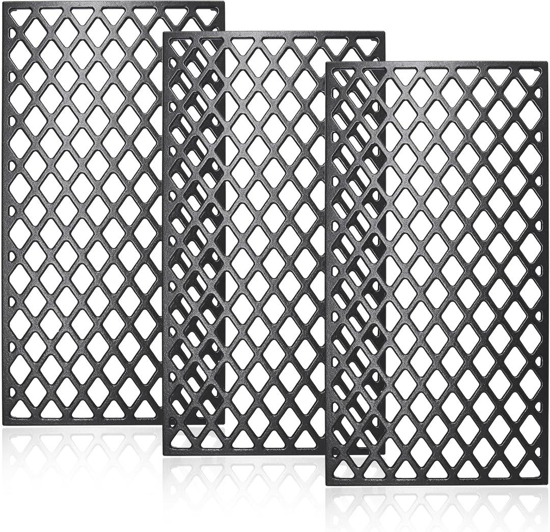 Hiorucet Cast Iron Grill Grates for Traeger 780 & Pro 780 Pellet Grills and Traeger Ironwood 885, HDW436, HDW443, KIT0451 Cooking Grid Grates for Traeger Grill Replacement Parts, 3 Pack.