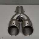 2.5 inch Inlet Dual Exhaust Tip Stainless Steel Polished Muffler Tail Universal Bolt-On Double Outlet Tail Pipe (Silver,Curved)