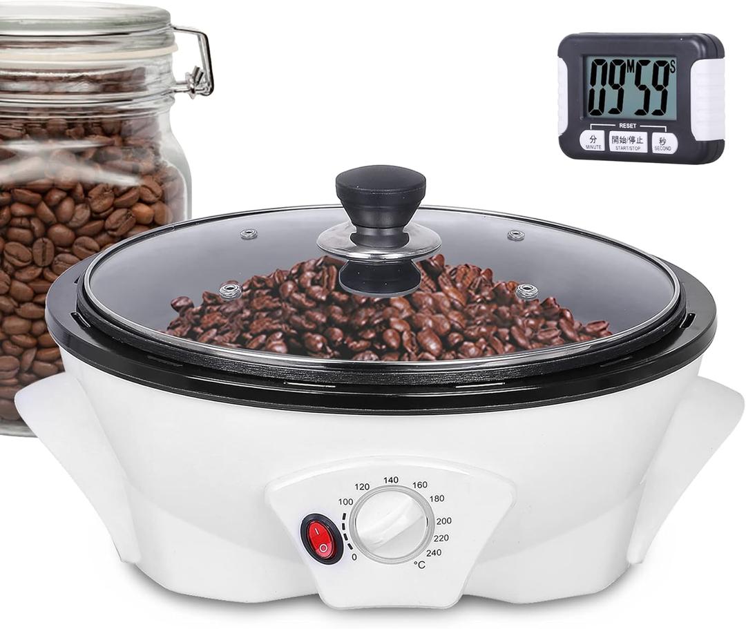 JIAWANSHUN Coffee Roaster Upgraded Electric Coffee Bean Roaster 1.1lb Coffee Roaster for Home Use,0-240 Temperature Adjust&Timer 110-120V (Upgrade 110V-120V)