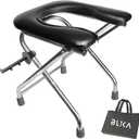 BLIKA Portable Toilet for Camping, 350LBS Stainless Steel Foldable Camp Travel Toilet with Soft Seat for Adults, 16.5-Inch Portable Toilet for Truckers, Camping, RV Travel, Road Trips, Outdoor Use