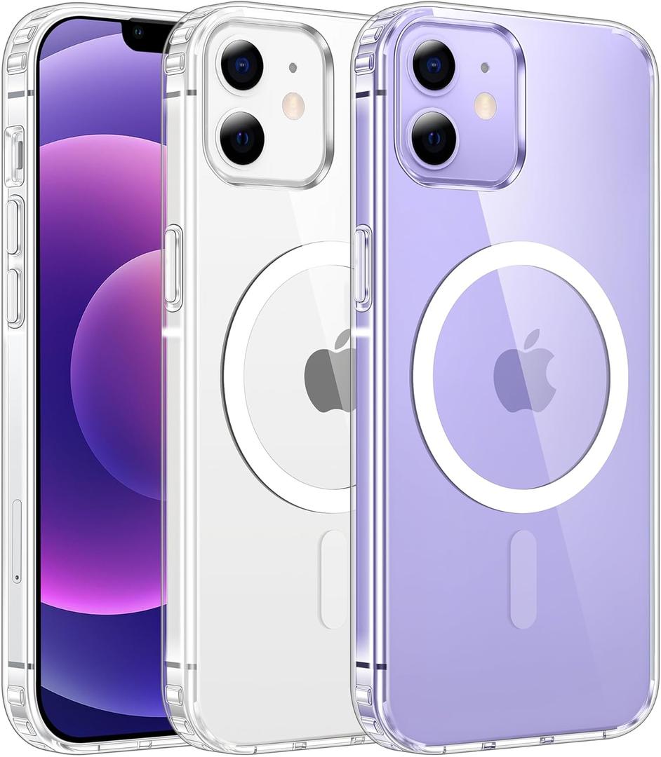 FNTCASE for iPhone 12 Case Clear: iPhone 12 Pro Case Magnetic Phone Cases Compatible with Magsafe Slim Anti Yellowing Military Grade Drop Protection Rugged Protective Transparent Cover (A-Clear)