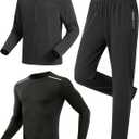 RPOVIG Men's Tracksuit Sweatsuits 3 Piece Windproof Jacket Long-Sleeve T-Shirts Pants Athletic Hiking Camping Jogger Outfits Small