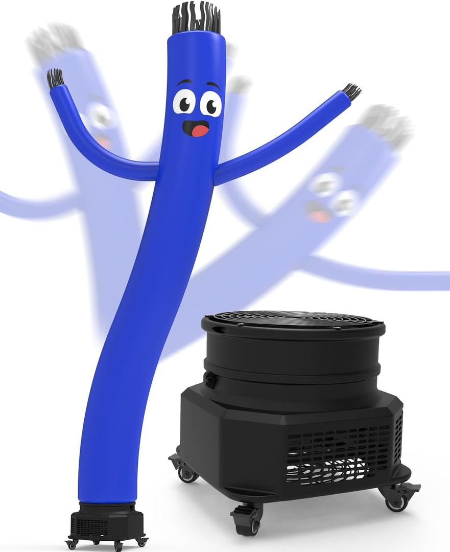 Inflatable Tube Man with Blower - Dancing Inflatable Tube Guy with Wheels for Outdoor Decoration Advertising Business Store Promotion (Blue, 10 FT)
