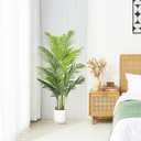 Artificial Palm Tree 5FT, Fake Tree Tall Fake Plant with White Planter, Artificial Tree Faux Floor Plant Artificial Plant Indoor for Home Office Living Room Decor
