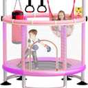 5-in-1 Toddler Trampoline for Kids,60"" Trampoline for Toddlers,Upgrade Kids Trampoline Indoor Outdoor,500lbs Baby Child Large Small Trampoline with Safety Net (light Purple)