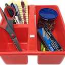 Podzly Classroom Caddy Organizer - Pack of 6 with 3 Compartments and Handle - Ideal Table Caddy for Classroom Supplies in Kindergarten - Classroom Storage Bins for Art and Craft Teachers