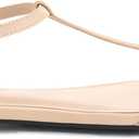 Athlefit Flat Sandals for Women Comfortable Buckle Strappy Sandals Pointed Open Toe Ankle Strap Sandals (Beige)