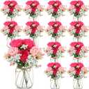 Zeyune 12 Sets Mason Jar Flowers Centerpiece Table Decorations,Pink Mix