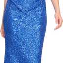 kensie Womens Sleeveless Cowl Neck Midi Dress (4, Cobalt Shimmer)