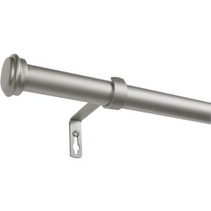 EXCLUSIVE HOME Topper 1" Indoor/Outdoor Curtain Rod and Finial Set, Matte Silver, Adjustable 84"-160"
