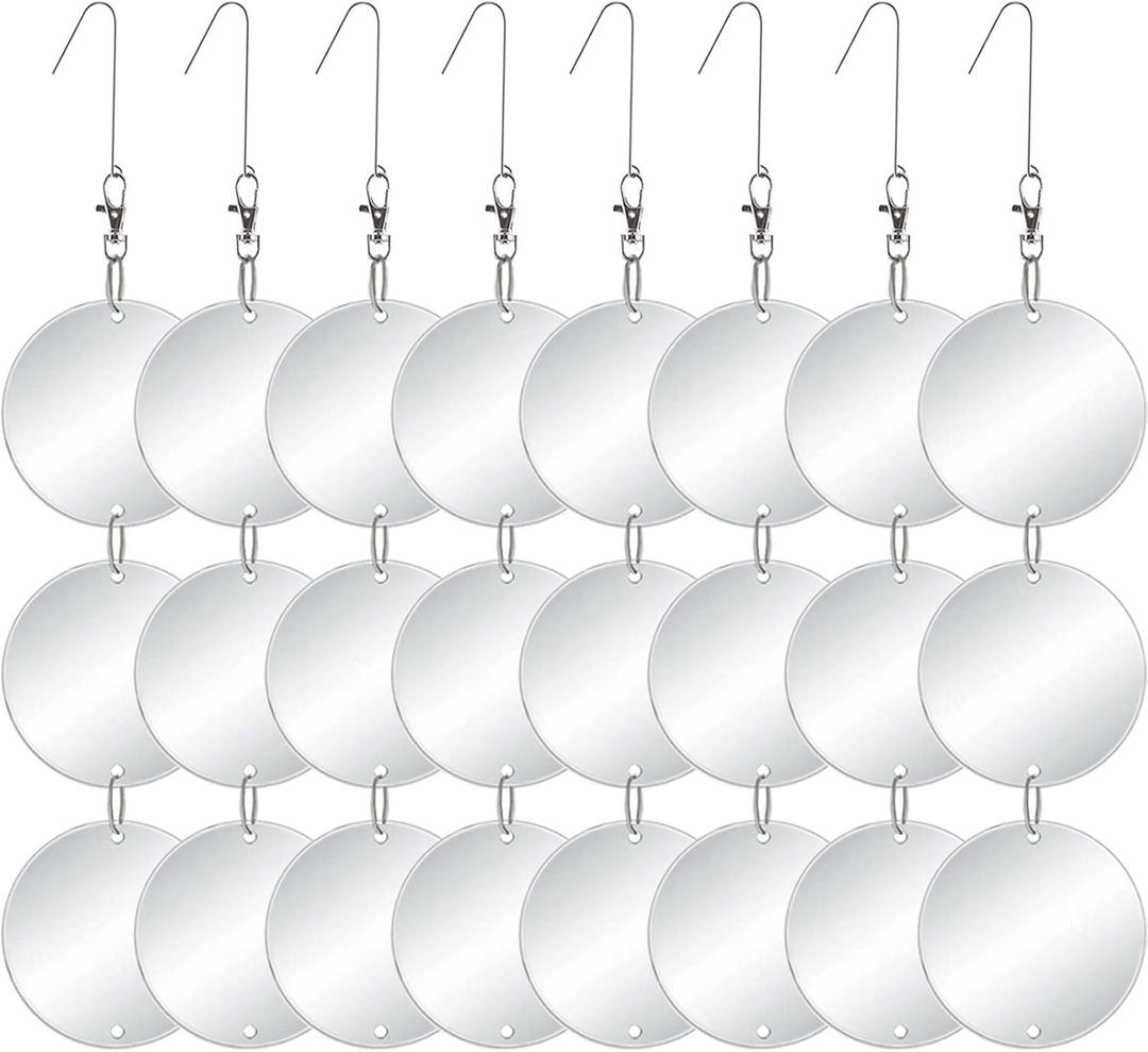 Chephon Upgraded Bird Scare Discs Set - Large 24 Discs - Highly Reflective Double-Sided Bird Reflectors Scare Devices - Better to Keep Most Birds Away Like Woodpecker and Pigeon