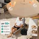 AreShark 9FT Valance Patio Umbrella, Outdoor Table Umbrella with Tilt and Crank, Outdoor Market Umbrellas W/ 8 Sturdy Ribs UV Protection for Garden, Deck, Backyard and Pool, Beige
