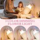 AQDZCNF Flower Table Lamp,LED Reading Light Bedside Vintage Flower Night Light,3 Colors Modes Kawaii Bedside Lamps Decor,Living Room Bedroom Room Lighting Table Lamps Home Decoration (Pink Pearls)
