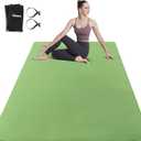 Large Yoga Mat for Men and Women - 6'x4'x6mm, Extra Wide TPE Fitness Mat for Home Gym Workout, Non-Slip, Perfect for Barefoot Exercise (Yoga, Pilates, Stretching, Meditation) Vibrant Green & Raven