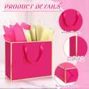 ReliThick 12 Pack Metallic Paper Gift Bag with Handles and Tissue Paper 11.8 x 10 x 4'' Thank You Favor Bag for Graduation Mother's Day Wedding Bridesmaid Groomsman 5 Senses Gifts (Hot Pink,Gold), 1 count