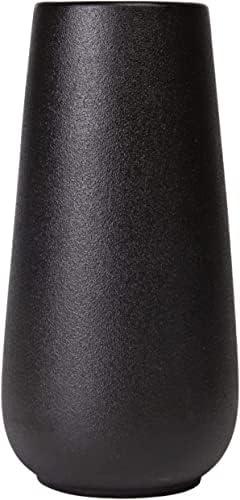 12 Inch Tall Premium Quality Ceramic Vase | Flower Vase for Home Decor | Farmhouse Decor, Desk Decor, Modern Decor, Aesthetic Room Decor, Black Vase for Bohemian Decor, Pampas Vase, Black