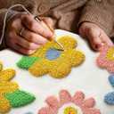 Throw Pillow Covers 18x18 - Tufted Decorative Pillow Cover with Zipper for Couch Sofa Bed Living Room Aesthetic Cute Soft Spring Summer Farmhouse Indoor Pillowcase, Five Color Flower