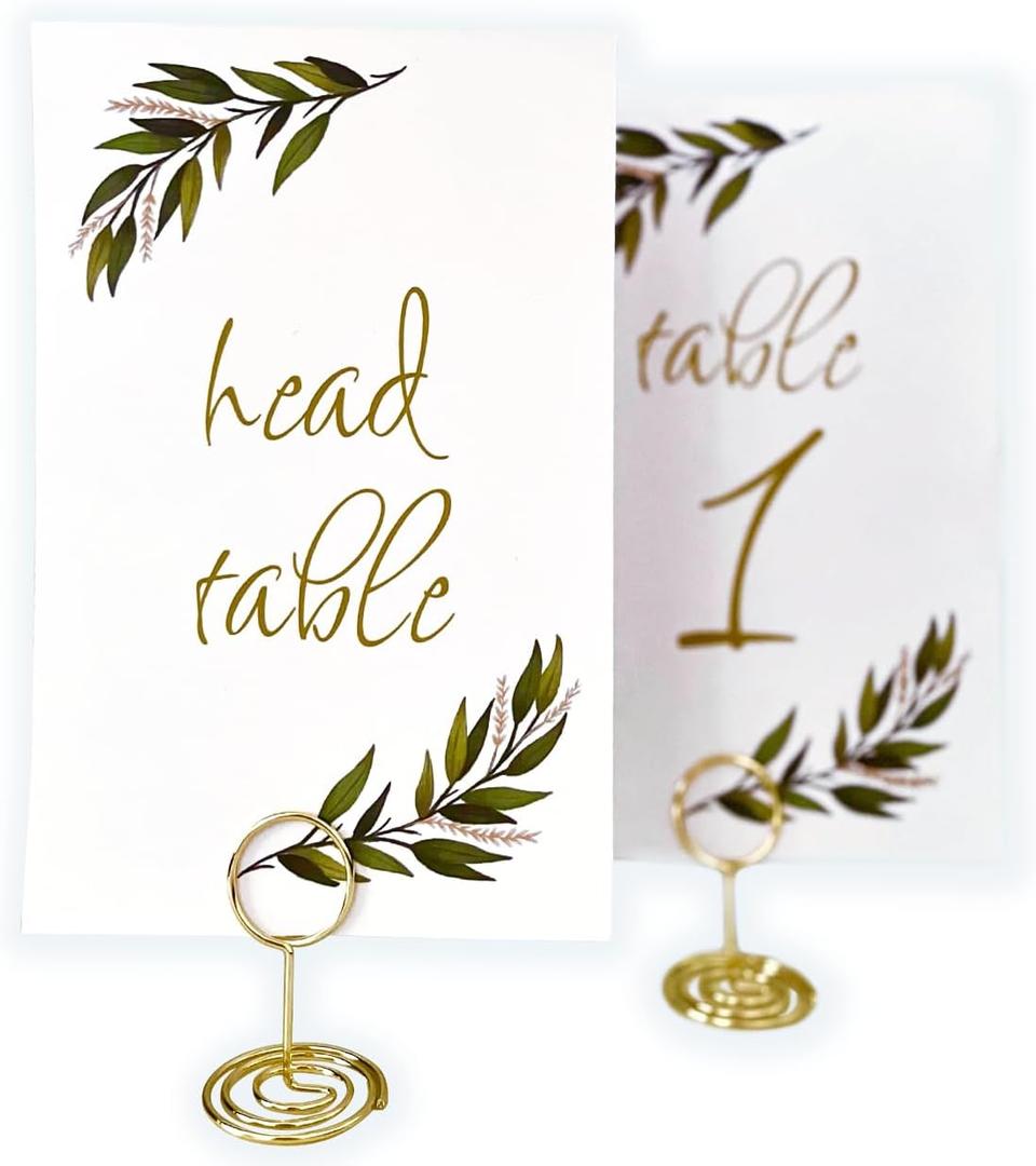 Wedding Table Numbers 1-30 plus Head Table and Gift Table, 4x6 Double-Sided Table Numbers, Table Numbers for Wedding Reception with Table Number Holders, Gold Stamped Table Numbers