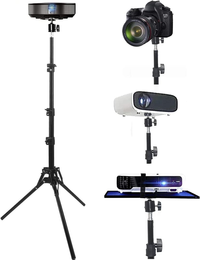 Coret Projector Tripod Stand Mount, Portable Tripod Mount Floor Stand, Folding, Outdoor Stand for Projector, Adjustable Height 19in to 75in (not incluld Tray) (FZ-25-75in)