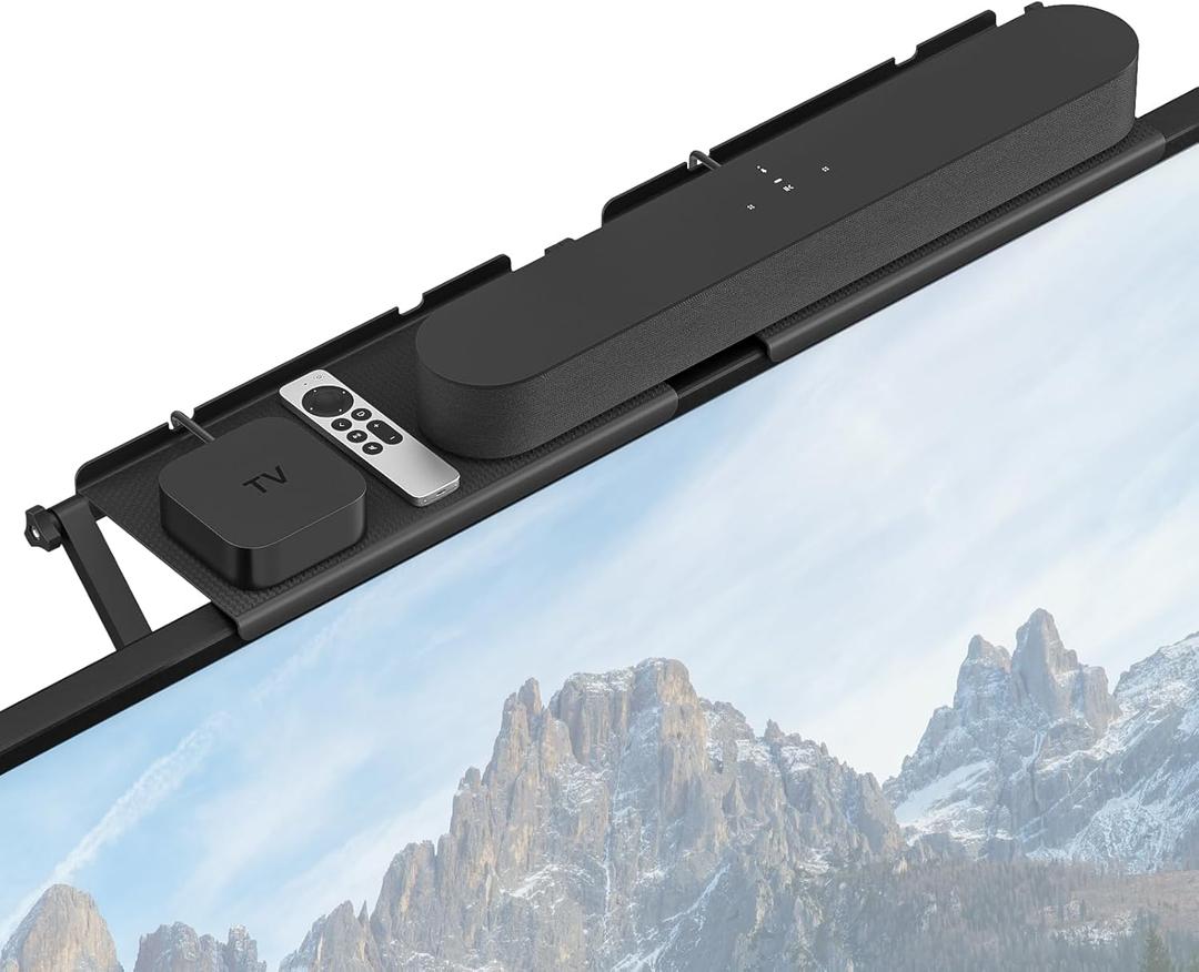 No Drill Soundbar Mount TV Top Shelfs for Most of Small Soundbars Up to 15Lbs Floating Sound Bar Shelf Above TVs - Protective TVs Soundbar Shelf Bracket for Samsung, Vizio, Sony, LG Sound Bar TV Mount