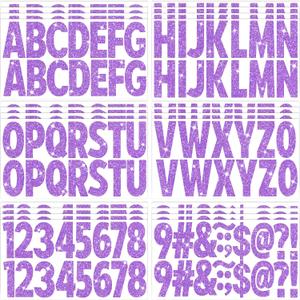 376 Pcs 24 Sheets Large Letter Stickers Glitter Big Font Alphabet Number Self Adhesive Vinyl Stick on Letters Sticker for Mailbox Crafts Poster Bulletin Boards Classroom Home Decor (Purple, 2.5 Inch)