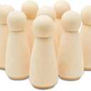 Small Wooden Peg Dolls Unfinished 5 1/2 inch, Giant Angel Shape, Pack of 10 Birch Wood Peg People for Crafting and Decor