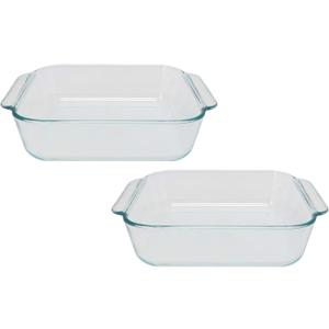 Pyrex 222 Square Clear Glass Baking Dish - 2 Pack Made in the USA