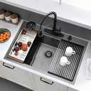 33x22 Drop In Kitchen Sink 3 Holes
18 Gauge 304 Stainless Steel, Gunmetal Black, Top Mount, 9 Inch Deep Single Bowl, Workstation Ledge, Include Accessories