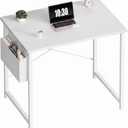 OLIXIS Small Computer Desk, 31 Inch Gaming Desks for Home Office | Writing Study Craft Work Table, Computer Workstation for Bedroom Small Spaces with Storage Bag, All White