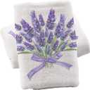 ALAZA Lavender Purple Hand Towels for Bathroom Set of 2, Fingertip Towel Face Towel Cotton Soft Absorbent Decorative Bath Towels 15.5x29.5 inch, Bouquet of Lavender Flowers