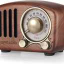 Vintage Greadio Walnut Wood Bluetooth Speaker Radio - Retro Style, Bass Enhancement, Loud Volume, Bluetooth 5.0, MP3 & FM Radio