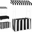 Colingmill Carnival Tablet Tent Kit Circus Party Decoration Include Tabletop Hut, Tent Canopy, Stripe Table Skirts, Tablecloth for Carnival Party Supplies Decorations(Black and White)