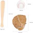 2 Sets DIY Miniature Baseball Bat Glove Ball Set, Decorative Dollhouse Accessories Photography Props (Khaki)
