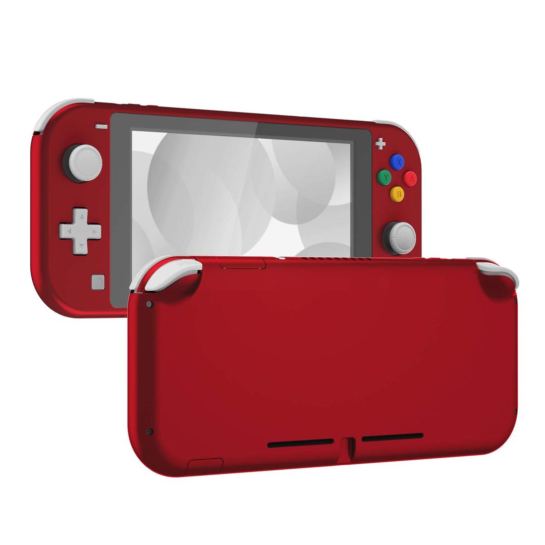 eXtremeRate Soft Touch Scarlet Red DIY Replacement Shell for Nintendo Switch Lite, NSL Handheld Controller Housing w/ Screen Protector, Custom Case Cover for Nintendo Switch Lite